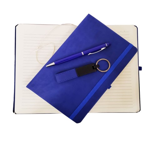 Mavi Deri Defter, Anahtarlık ve Tükenmez Kalem Seti Mavi Deri Defter, Anahtarlık ve Tükenmez Kalem Seti