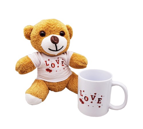 Love Baskılı Kahverengi Ayıcık Ve Kupa Hediye Seti Love Baskılı Kahverengi Ayıcık Ve Kupa Hediye Seti
