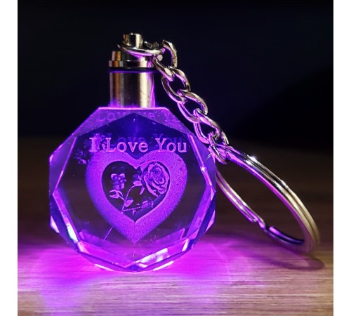 I Love You Kalp İçinde Gül Renk Değiştiren Kristal Anahtarlık I Love You Kalp İçinde Gül Renk Değiştiren Kristal Anahtarlık