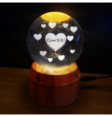 Kalpli I Love You Tasarımlı Dönen Cam Küre