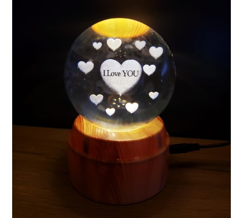 Kalpli I Love You Tasarımlı Dönen Cam Küre