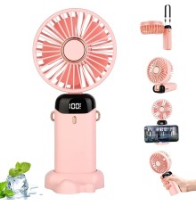 USB Şarjlı Taşınabilir Katlanabilir El Fanı Pembe Renk