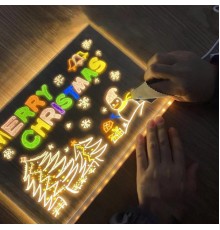 LED Aydınlatmalı Yazı ve Çizim Tahtası - Büyük Boy 30x20 cm