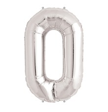 0 Rakam Folyo Balon Gümüş  40 inç