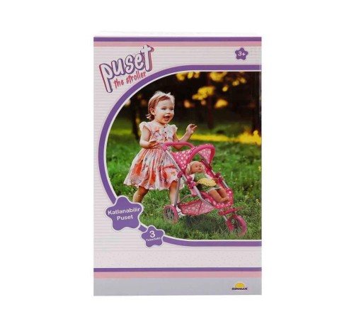 0663 Puantiye Desenli, 3 Tekerlekli ve Tenteli Oyuncak Puset - Sunman 0663 Puantiye Desenli, 3 Tekerlekli ve Tenteli Oyuncak Puset - Sunman