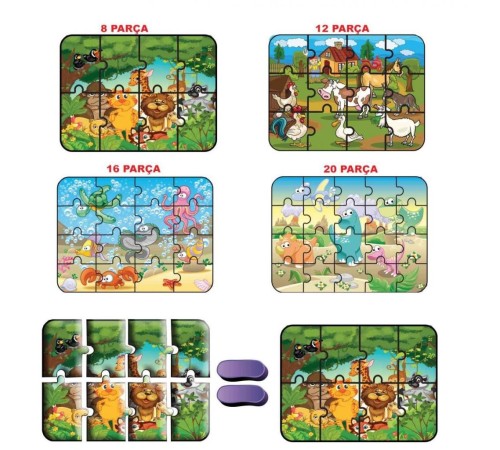 1481 DıyToy Süper Renkli 4'lü Puzzle - Hayvanlar / 8+12+16+24 Parça Puzzle 1481 DıyToy Süper Renkli 4'lü Puzzle - Hayvanlar / 8+12+16+24 Parça Puzzle