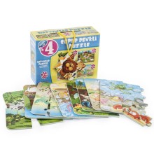 1481 DıyToy Süper Renkli 4'lü Puzzle - Hayvanlar / 8+12+16+24 Parça Puzzle