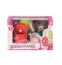 1818-7A Emaye Tencere 8 Parça Pembe -Vardem Oyuncak