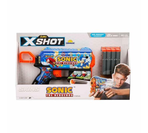 36648 X-Shot Skins Flux Sonic The Hedgehog 8 Mermili Sünger Dart Atan Silah 21 cm -Sunman 36648 X-Shot Skins Flux Sonic The Hedgehog 8 Mermili Sünger Dart Atan Silah 21 cm -Sunman