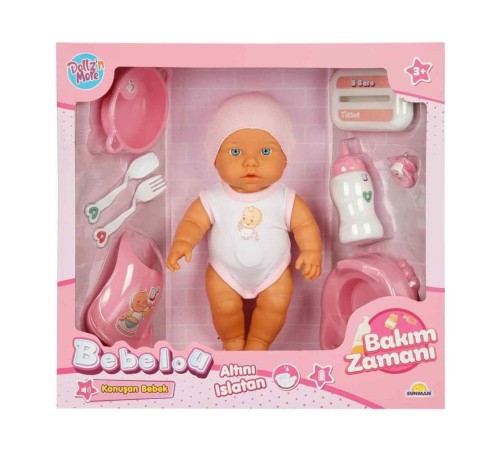 3823 Bebelou Bakım Zamanı Sesli Gülen Ağlayan Bebek 32 cm -Sunman