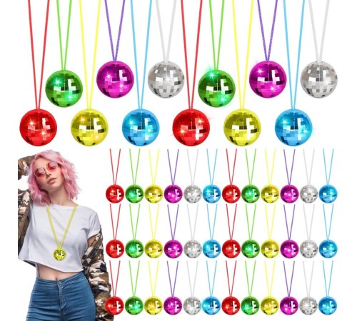 70&#39;ler 80&#39;ler ve 90&#39;lar Temalı Disko Topu Kolye Seti 6 Adet