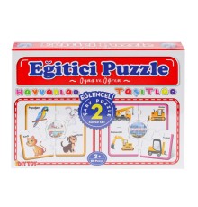 7196 Çark Puzzle Hayvanlar Taşıtlar 60 Parça -Dıytoy