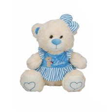 8334 Oturan Çizgili Elbiseli Peluş Ayı 40 cm -Sunman