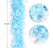 Açık Mavi Renk Kabarık Kalın Otriş Boa Tüy 6 cm Genişlik 180-200 cm Uzunluk