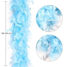 Açık Mavi Renk Kabarık Kalın Otriş Boa Tüy 6 cm Genişlik 180-200 cm Uzunluk