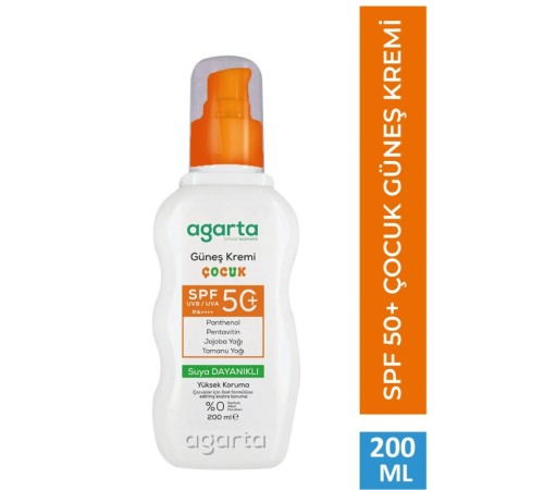 Agarta Doğal Güneş Kremi Çocuk 50 SPF 200 ml Agarta Doğal Güneş Kremi Çocuk 50 SPF 200 ml