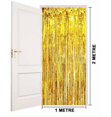 Altın Gold Renk Ekstra Metalize Parlak Saçaklı Arka Fon Perde İthal A Kalite 1x2 Metre