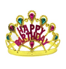 Altın Renk Happy Birthday Yazılı Doğum Günü Tacı 60 cm