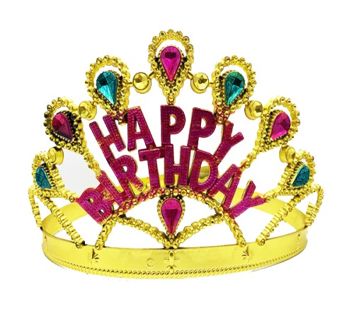 Altın Renk Happy Birthday Yazılı Doğum Günü Tacı 60 cm