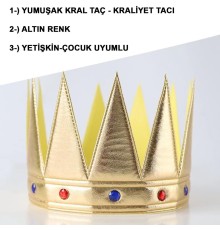 AltınRenkEvaYumuşakKralKraliyetTacıYetişkinÇocukUyumlu55cm