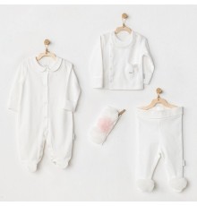 AC24501 Petit Love Newborn Tüllü 4 Parça Set Ekru