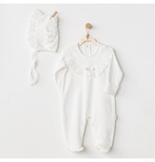 AC24504 Petit Love Bebek Tulum Takım Ekru