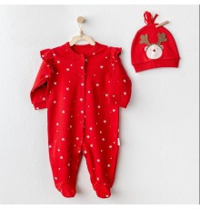 Andywawa AC25328 Happy Newyear Kadife Bebek Tulum Takım Red