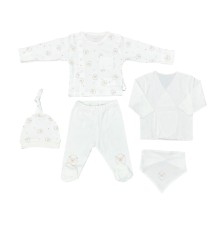 Andywawa AC25560 Newborn Set Tinny Ships 5'Li Hastane Çıkışı Ekru