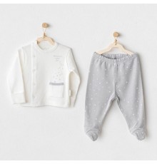 Andywawa AC25704 Sıde Snap Set Mommy's Little Star 2'Li Zıbın Set Grey