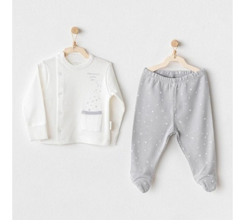 Andywawa AC25704 Sıde Snap Set Mommy's Little Star 2'Li Zıbın Set Grey Andywawa AC25704 Sıde Snap Set Mommy's Little Star 2'Li Zıbın Set Grey