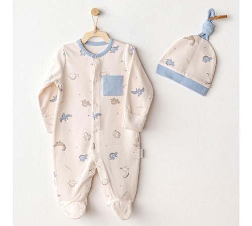 Andywawa AC25919 Romper Hat Set Dino Bebek Tulum Takım Beige Andywawa AC25919 Romper Hat Set Dino Bebek Tulum Takım Beige