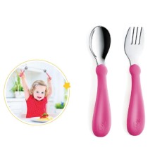 Paslanmaz Çelik Çatal Kaşık Seti 522 Pembe
