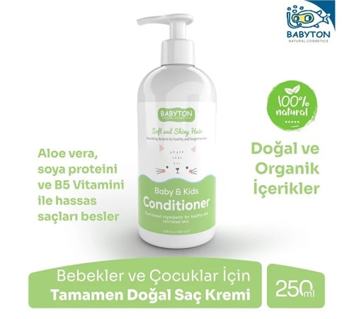 Babyton Bebek ve Çocuklar İçin Doğal Saç Kremi 250 ml Babyton Bebek ve Çocuklar İçin Doğal Saç Kremi 250 ml