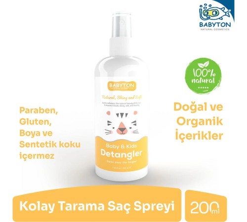 Babyton Bebek ve Çocuklar İçin Kolay Tarama Saç Spreyi 200 ml Babyton Bebek ve Çocuklar İçin Kolay Tarama Saç Spreyi 200 ml