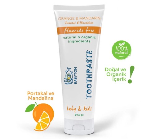 Babyton Organik Doğal Portakal & Mandalina Aromalı Diş Macunu 50 Gr Babyton Organik Doğal Portakal & Mandalina Aromalı Diş Macunu 50 Gr