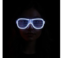Beyaz Led Işıklı Parti Gözlüğü - Neon Glow Şerit Gözlük 3 Modlu