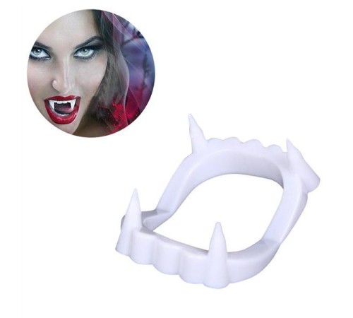 Beyaz Renk Çift Damak Takma Vampir Dişi