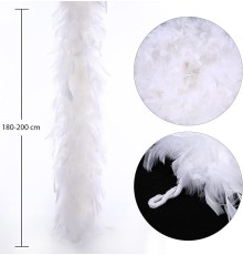 Beyaz Renk Kabarık Kalın Otriş Boa Tüy 6 cm Genişlik 180-200 cm Uzunluk