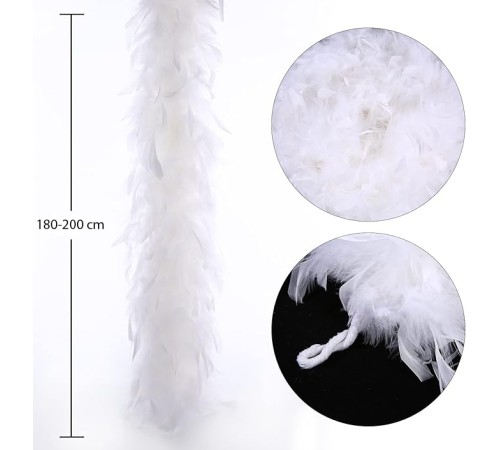 Beyaz Renk Kabarık Kalın Otriş Boa Tüy 6 cm Genişlik 180-200 cm Uzunluk