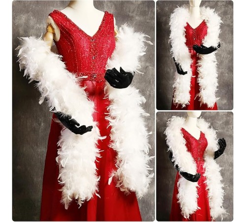 Beyaz Renk Kabarık Kalın Otriş Boa Tüy 6 cm Genişlik 180-200 cm Uzunluk