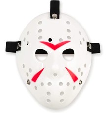 Beyaz Renk Kırmızı Çizgili Tam Yüz Hokey Jason Maskesi Hannibal Maskesi
