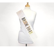 Beyaz Üzeri Altın Büyük Bride To Be Yazılı Simli Işıltılı Kuşak Kemer 10x80 cm