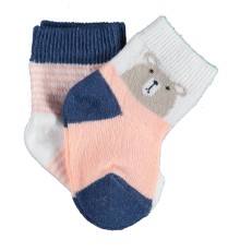 Hello Teddy Bear 2'Li Kız Çorap 68404 Ekru Somon