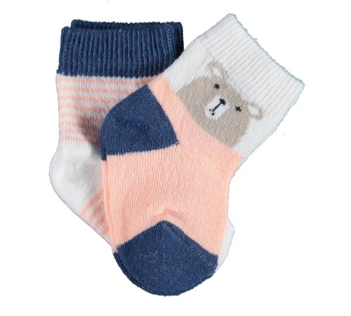 Hello Teddy Bear 2'Li Kız Çorap 68404 Ekru Somon Hello Teddy Bear 2'Li Kız Çorap 68404 Ekru Somon