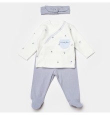 Bibaby Biorganic Love Floral 3 Parça Zıbın Seti 73346 Ekru Lila