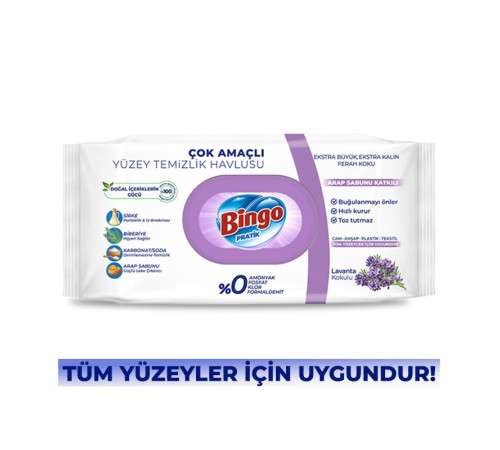Bingo Yüzey Temizlik Havlusu 96 Adet Arap Sabunlu Bingo Yüzey Temizlik Havlusu 96 Adet Arap Sabunlu