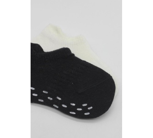 Bistyle 2'Li Sneakers Kaymaz Basic Penye Çorap BS20103 Siyah Ekru Bistyle 2'Li Sneakers Kaymaz Basic Penye Çorap BS20103 Siyah Ekru