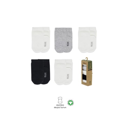 Bistyle 5'li Penye Soket Kutulu Basic Çorap 10131 Gri Bistyle 5'li Penye Soket Kutulu Basic Çorap 10131 Gri