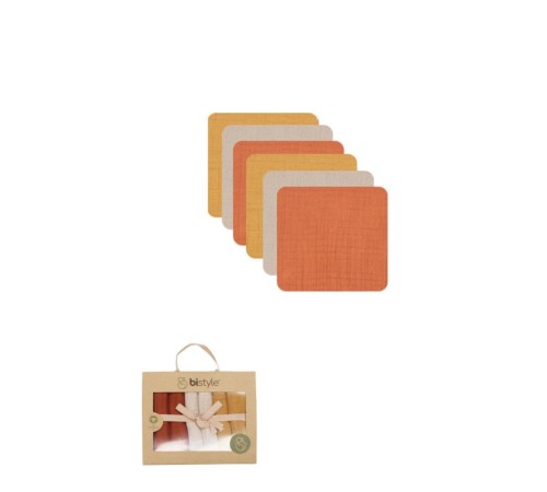 Bistyle 6'lı Müslin Mendil 20x20 cm 90106 Kiremit Bej Hardal