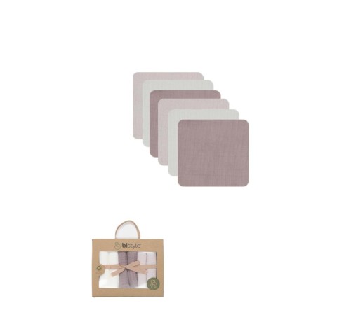 Bistyle 6'lı Müslin Mendil 20x20 cm 90106 Taş Ekru Antrasit